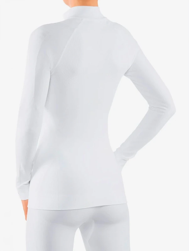 FALKE Women's Maximum Warm High Zip Neck W L/s Sh Functional Yarn Quick Dry 1 Piece Base Layer Top, White 2860, L