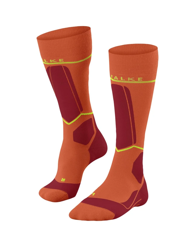 FALKE Men's SK Energizing Wool M Kh Breathable With Compression 1 Pair Skiing Socks, Orange Flash 8036, 5.5-8