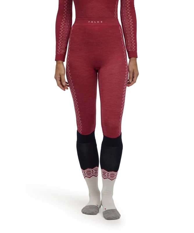 FALKE Womens Wool-tech 3/4 W Ti Functional Yarn Quick Dry 1 Piece Base Layer Bottom, Red (Red 8644) - Trend, L EU