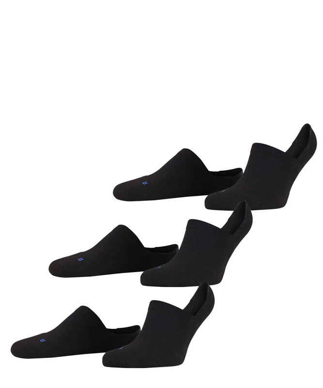 FALKE Unisex Cool Kick Invisible Multipack U In Soft Breathable Quick Drying No-Show Plain Liner Socks 3 Pairs, Black 3000, 9.5-10.5