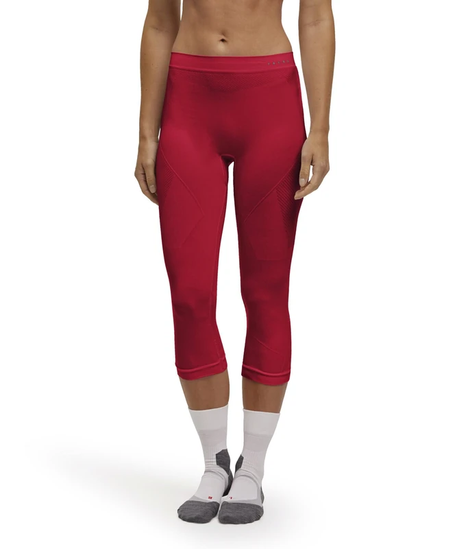 FALKE Women's Warm 3/4 W Ti Functional Yarn Quick Dry 1 Piece Base Layer Bottom, Red 8644, XL
