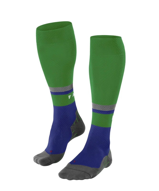 FALKE Men's RU Compression Energy M KH Functional Yarn With Compression 1 Pair Running Socks, Blue (Yve 6714) - Calf circumference W3 - stripes, 5.5-8
