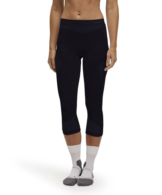 FALKE Women's Warm 3/4 W Ti Functional Yarn Quick Dry 1 Piece Base Layer Bottom, Black 3000, XL