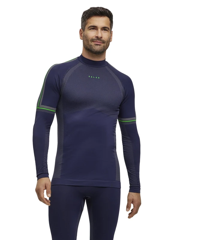 FALKE Men's Maximum Warm Round Neck M L/S SH Functional Yarn Quick Dry 1 Piece Base Layer Top, Blue (Space Blue 6116) - Trend, M