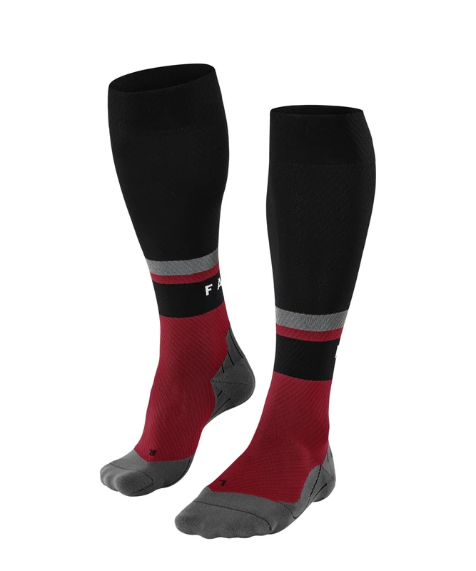 FALKE Men's RU Compression Energy M KH Functional Yarn With Compression 1 Pair Running Socks, Red (Scarlet 8070) - Calf circumference W3 - stripes, 5.5-8 - Image 1