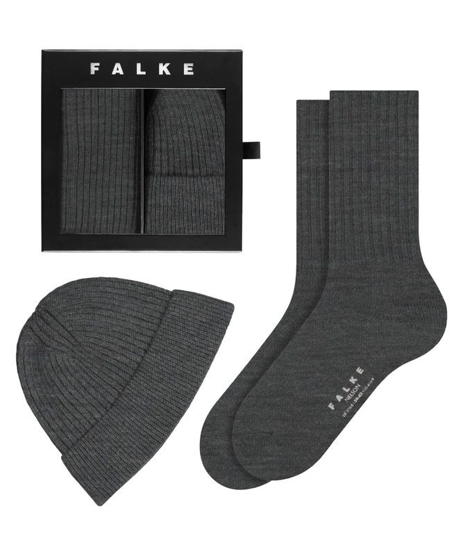 FALKE Men's Gift Set M So Wool Plain 1 Pair Socks, Grey Dark 3070, 5.5-8 - Image 1