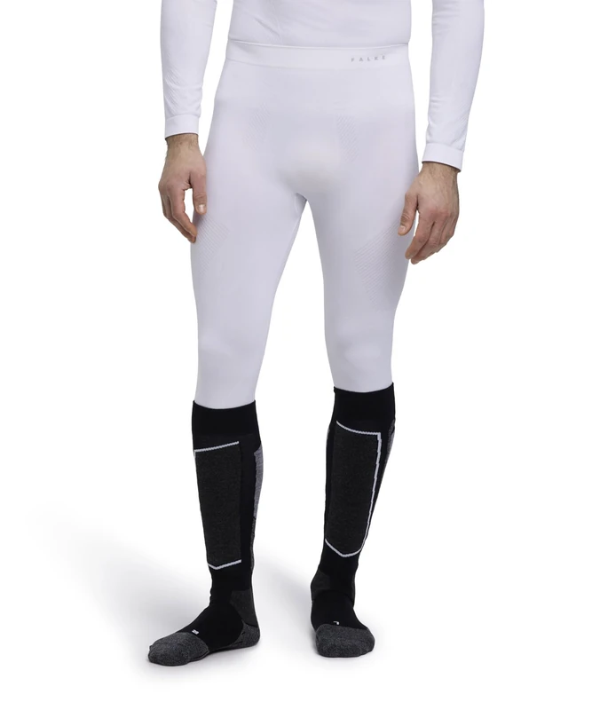 FALKE Men's Warm Long M Ti Functional Yarn Quick Dry 1 Piece Base Layer Bottom, White 2860, S - Image 1