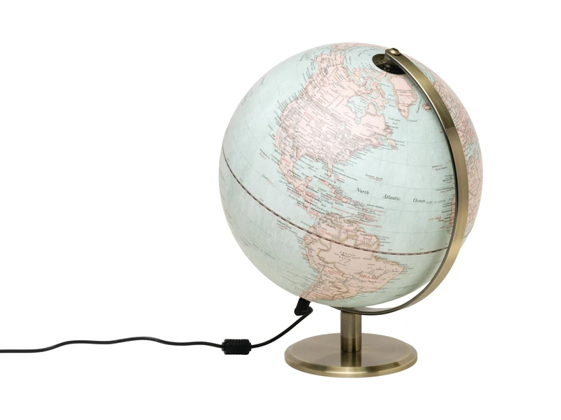 Gentlemen's Hardware Illuminated World Globe Rotating Desk Globe with Stand, 254mm Diameter, Vintage