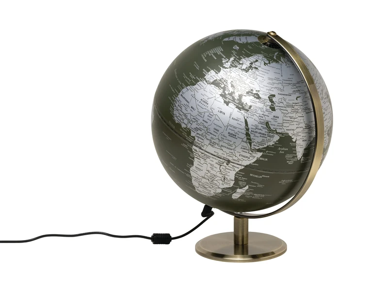 Gentlemen's Hardware Illuminated World Globe Rotating Desk Globe with Stand, 254mm Diameter, Dark Green