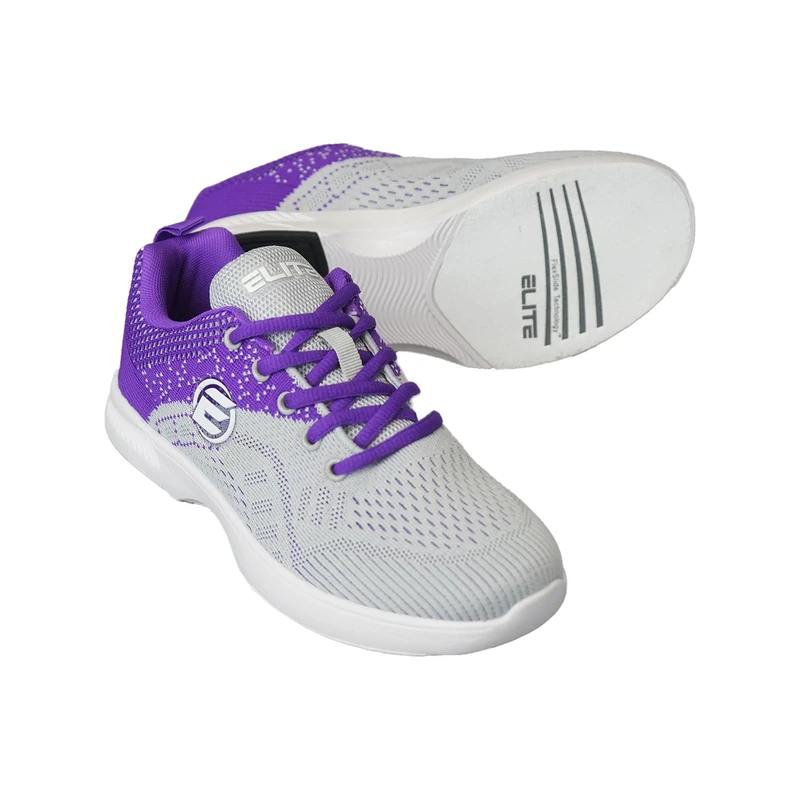 ELITE Women's Comfort Bowling Shoes, Grey/Violet, 4 UK - Image 1