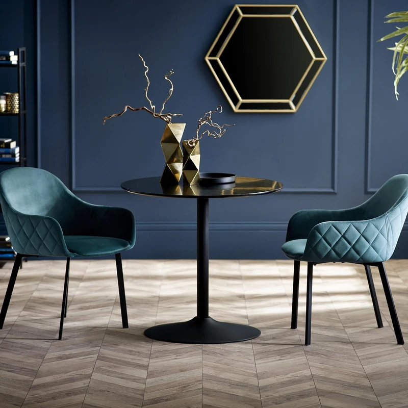 Julian Bowen Nero 80Cm Table And 2 Lima Dining Chairs