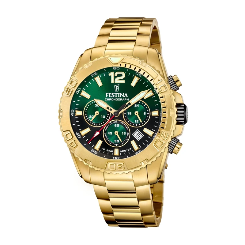 Festina Mens Gold PVD-Plated Steel Chronograph Watch with Bracelet F20684/3 - Image 1