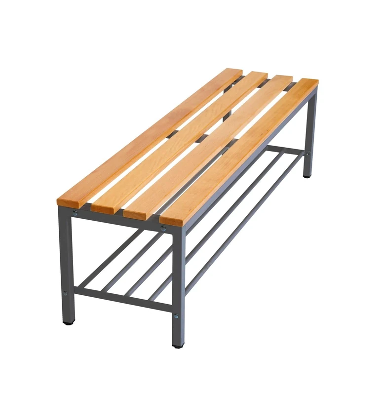 furni24 Bench for Changing Rooms (W x H x D): 200 x 42 x 40 cm, Changing Bench, Wardrobe Bench, Sports Bench, Bench with Real Wood for Gym (Anthracite, 150 cm with Shoe Rack)
