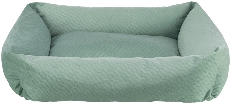 TRIXIE dog bed Alena 31 x 24 in sage – rectangular cuddly bed with soft velvet cover, dog basket for medium-sized dogs, firmly integrated cushion, non-slip bottom - soft & washable - 37793