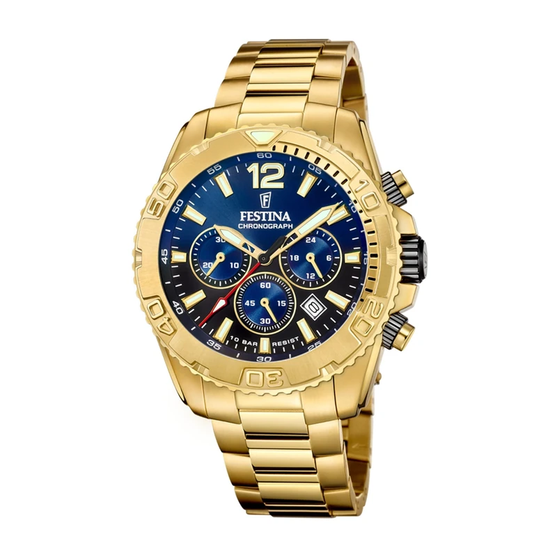 Festina Mens Gold PVD-Plated Steel Chronograph Watch with Bracelet F20684/2