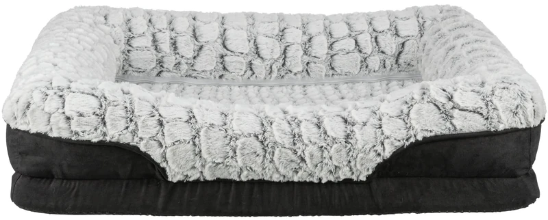TRIXIE orthopaedic dog bed Vital Lino 43.3 x 29.5 in in black/grey – premium dog cushion with memory foam – dog basket for older dogs – joint-friendly and relieving – 37256