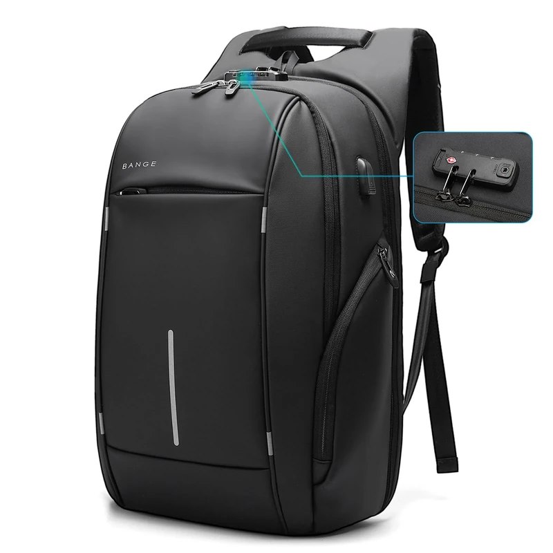 BANGE Travel backpack, Anti Theft Laptop Backpack Fits for 15.6inch, Black（upgrade, M, Laptop