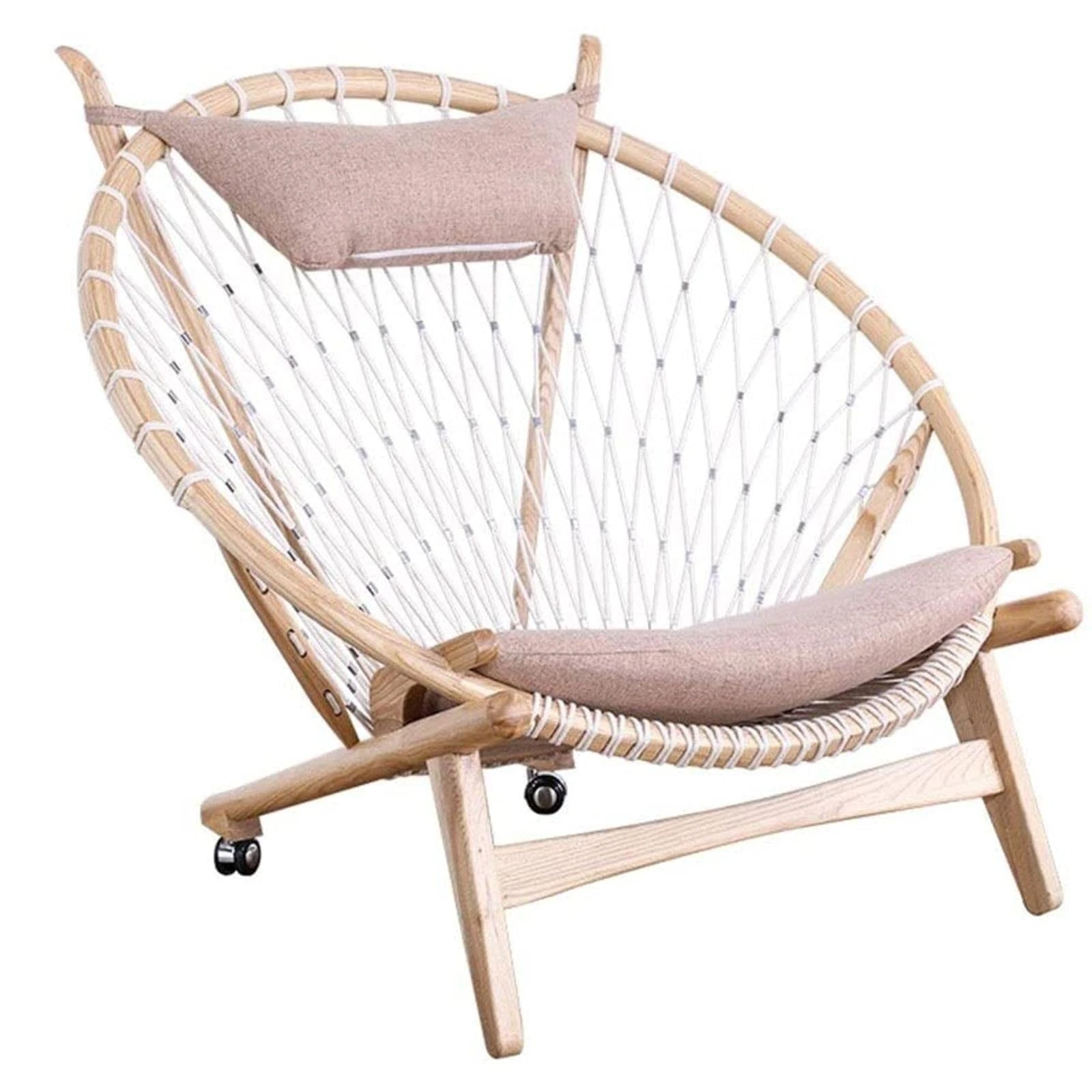 Solid Wood Lounge Chair Handmade Accent Chair Fabric Sofa Chair Bedroom Floor Snuggle Chair Balcony Garden Snuggle Chair