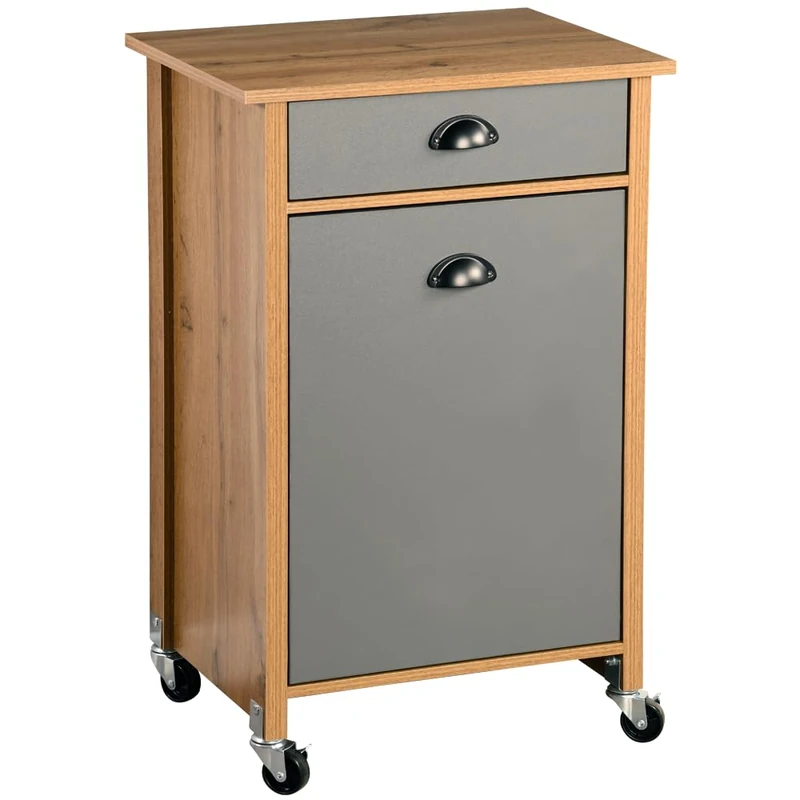 Kesper Kitchen trolley with waste separation system, material: fibreboard, dimensions: W 50 x H 79 x D 37 cm, colour: brown, grey, 25528 13