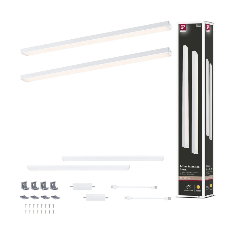Paulmann 98614 LED Under-Cabinet luminaire Inline 2x4W 350x26mm 2x350lm 24V White matt 3000K dimmable