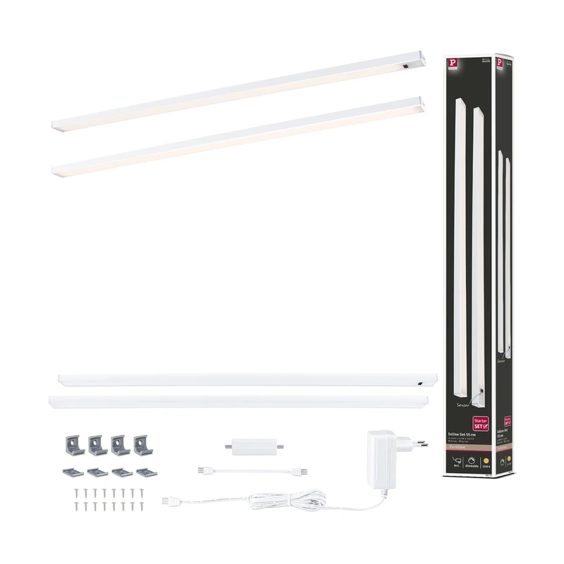 Paulmann 98618 LED Under-Cabinet luminaire Inline 2-Piece Set 2x6W 550x26mm 2x500lm 24V White matt 3000K dimmable