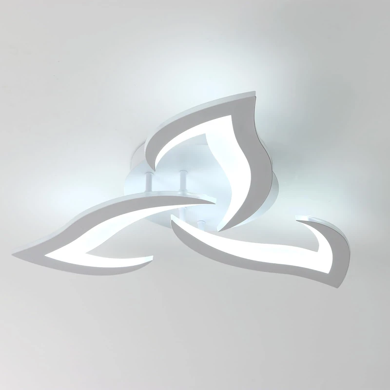 Comely LED Ceiling Light, Modern Acrylic Ceiling Lamp 33W 3712LM, Cool White 6500K, Ceiling Lighting Fixture, for Bedroom Living Room, Dia 52cm, White