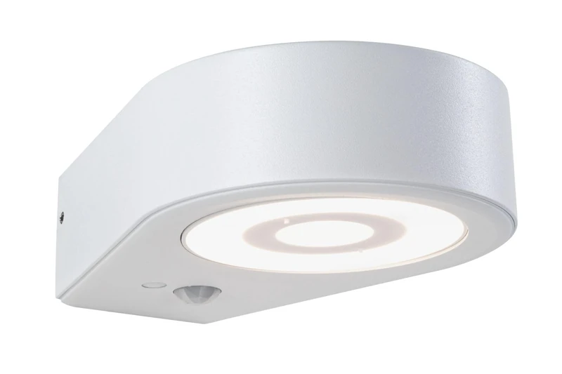 Paulmann 94867 LED Outdoor Wall luminaire Silma Motion Sensor IP44 65x186mm 3000K 5.5W / 1x0.7W 600lm 230V White Aluminium