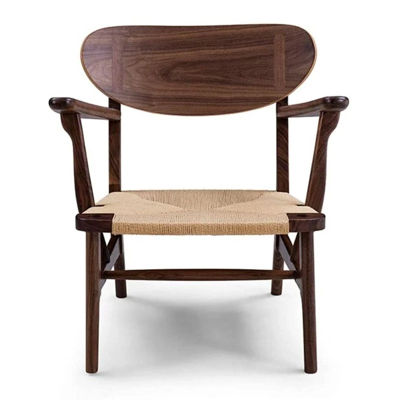 Solid Wood Armchair Lounge Chair Accent Chair Handmade Retro Snuggle Chair Bedroom Floor Sofa Chair Office Chair