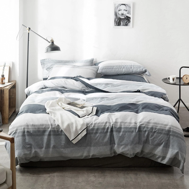 mixinni Full Size Comforter Set for Teen Modern Geometric Boys Striped Printed Comforter Set Men Boys for All Season, 1 Fluffy Comforter and Two Pillow Shams-Full Size