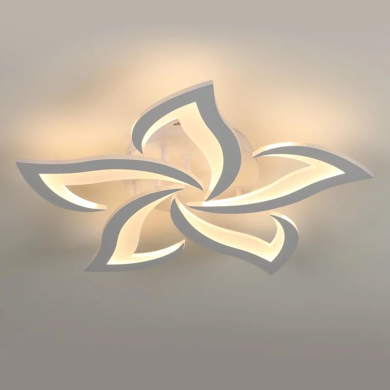 Comely LED Ceiling Light, 60W 6750LM Modern Lamp, Elegant Petal Design Light for Living Room Bedroom Dining Room (Warm Light 3000K, Dia 60cm)