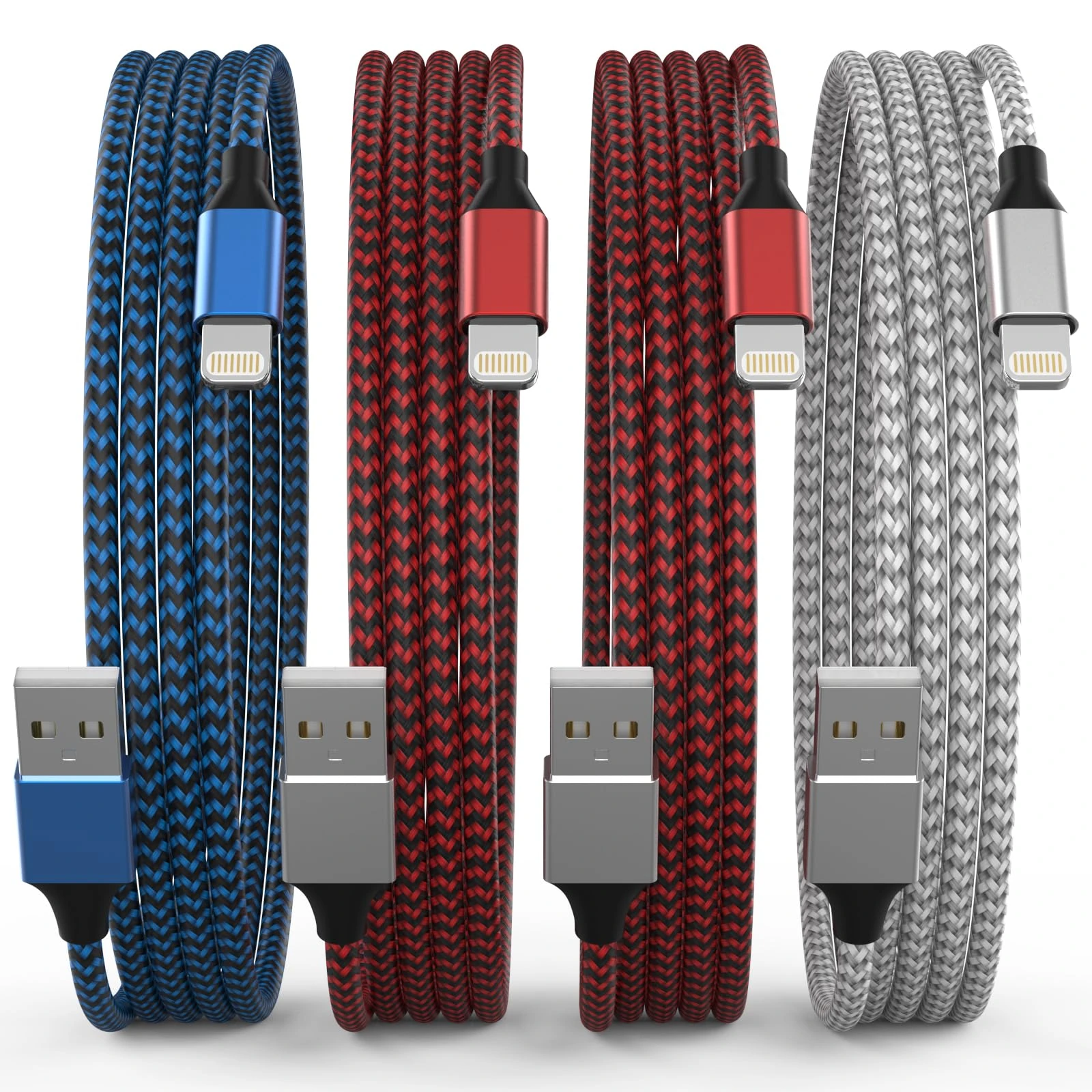 iPhone Charger Cable, 4Pack 6FT/1.8M Lightning Cable [MFi Certified] Nylon Braided iPhone Charger Fast Charge Lightning to USB Cable for iPhone 14 13 12 11 Pro Max XS XR X 8 7 6 Plus 5 5s SE