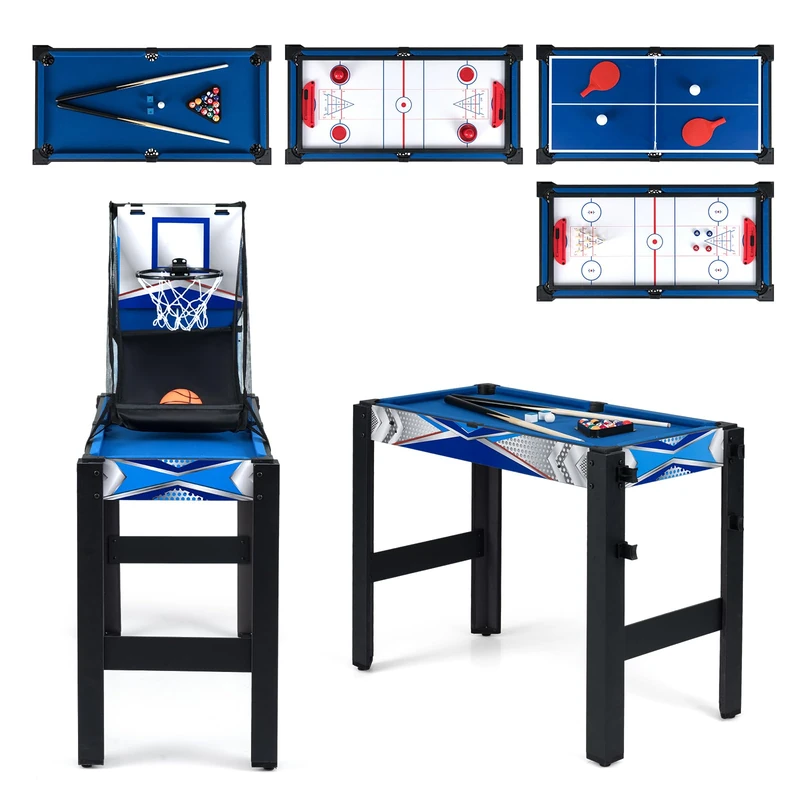 GYMAX 6 in 1 Multi Game Table, Combo Games Table with Hockey, Billiard, Basketball, Ping Pong, Bowling & Shuffleboard, Combination Games Table for Kids Adults Party Gathering