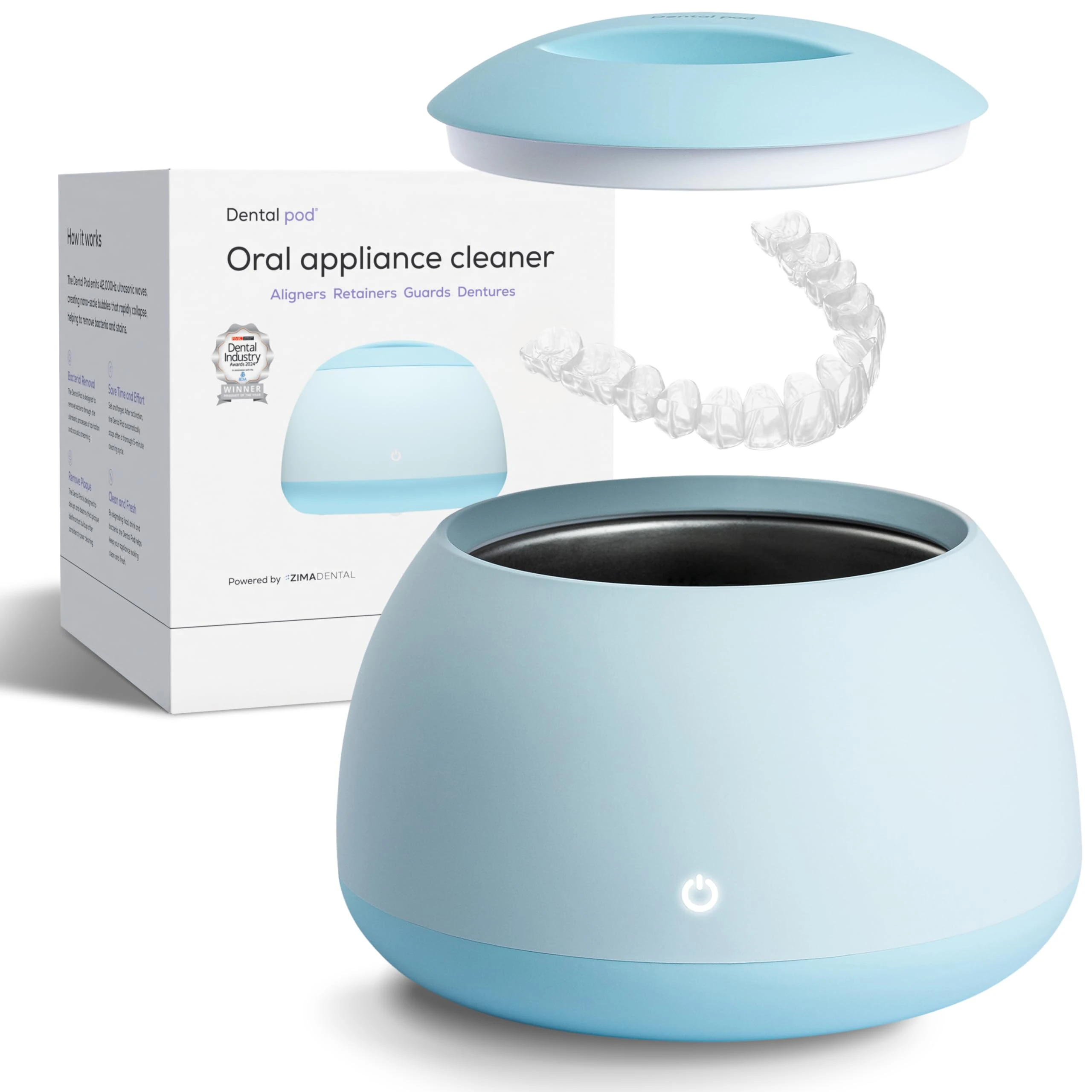 Zima Dental Pod: Ultrasonic Retainer Cleaner. The Original Retainer Cleaner Machine, Aligner Cleaner, Nightguard Cleaner, Mouthguard Cleaner, Denture Cleaner