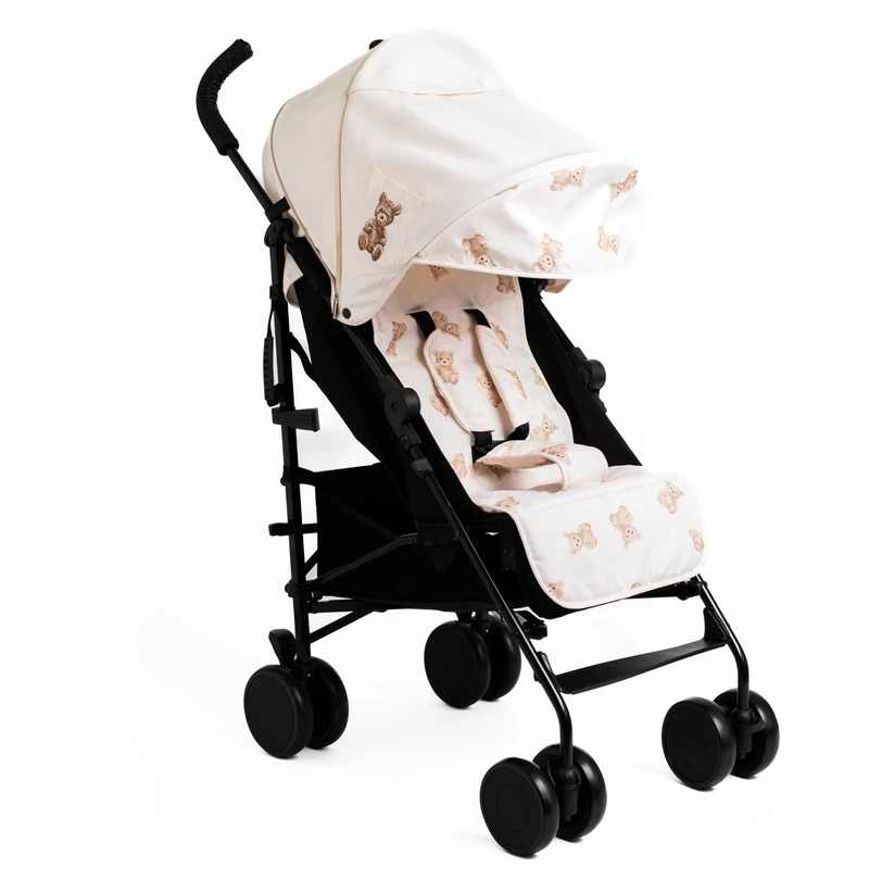 Roma Star Teddy Cream Baby Stroller - Everyday Stroller & Baby Pram with 22kg Weight Limit, Umbrella Fold Design, from Newborn, Padded Liner, 5 Lie Back Positions, Rain Cover, 5 Point Harness