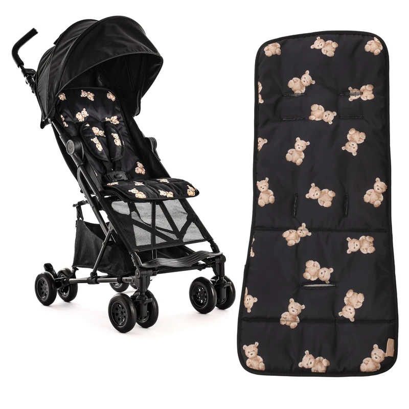 Roma Rizzo 2 - Teddy Black - Baby Stroller - Compact & Lightweight Travel Stroller for Toddlers Up with Raincover, Cabin Approved, Extendable Hood, Reversible Padded Liner, Lock & Swivel Wheels