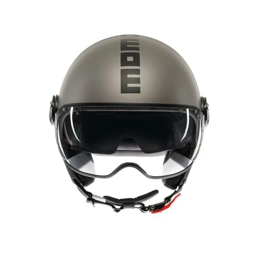MOMO Design - FGTR EVO E2206, Jet Helmet with Sun Visor, Open Helmet for Motorcycles and Scooters, for Men and Women, Matt Titanium Frost/Black, S