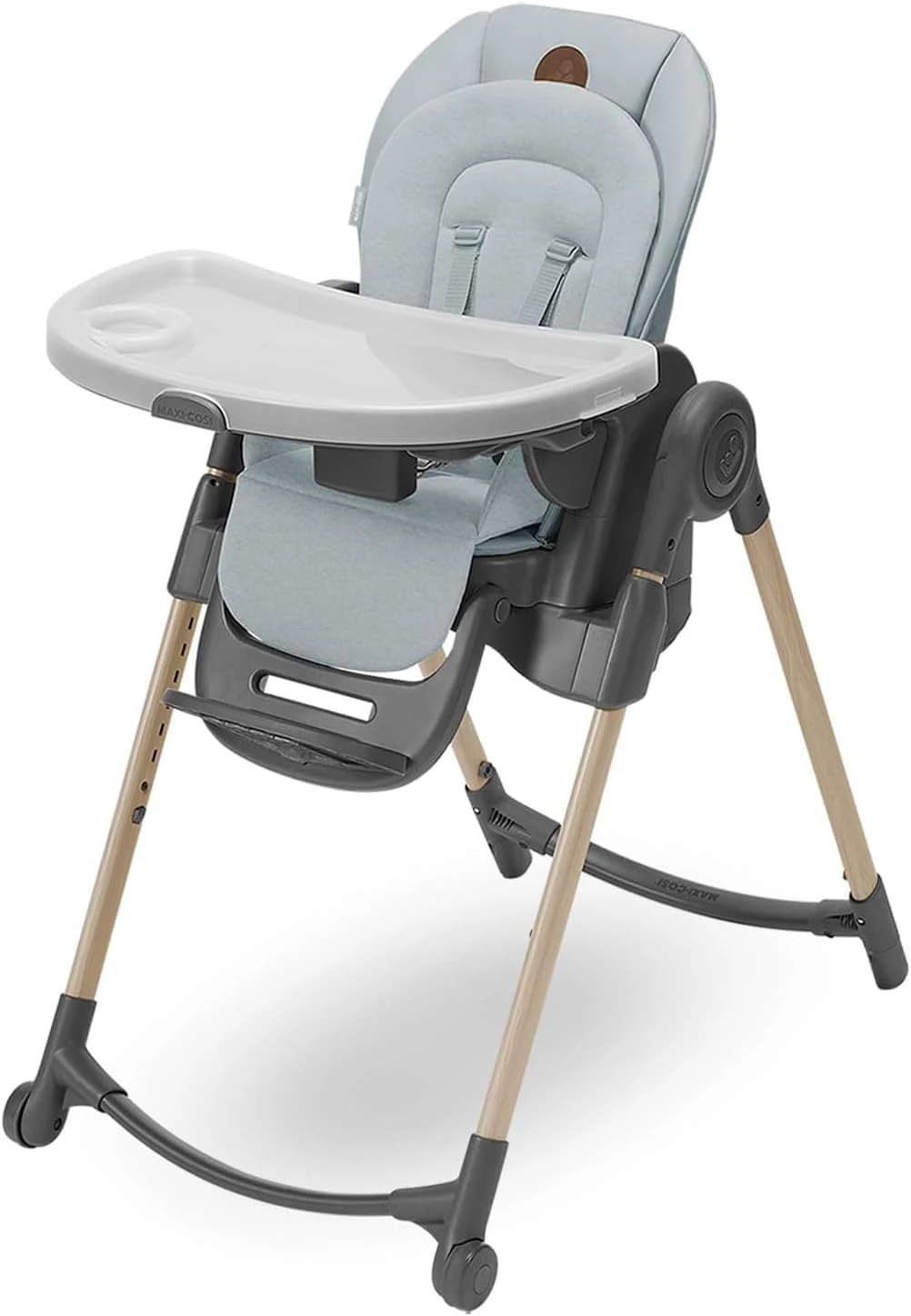 Maxi-Cosi Minla Evolutive Highchair, 0–14 Years, up to 60 kg, Baby High Chair, 9 Height Options, 5 Recline and 4 Tray Positions, Compact Fold, Adjustable Footrest, Eco Care, Beyond Grey
