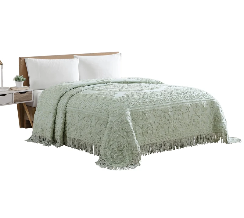 Beatrice Home Fashions Bedspread, Chenille, Sage, Full
