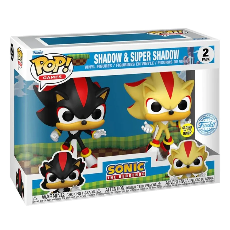 Funko Pop Games Sonic The Hedgehog Shadow & Super Shadow Glow in The Dark 2 Pack Exclusive - Image 1