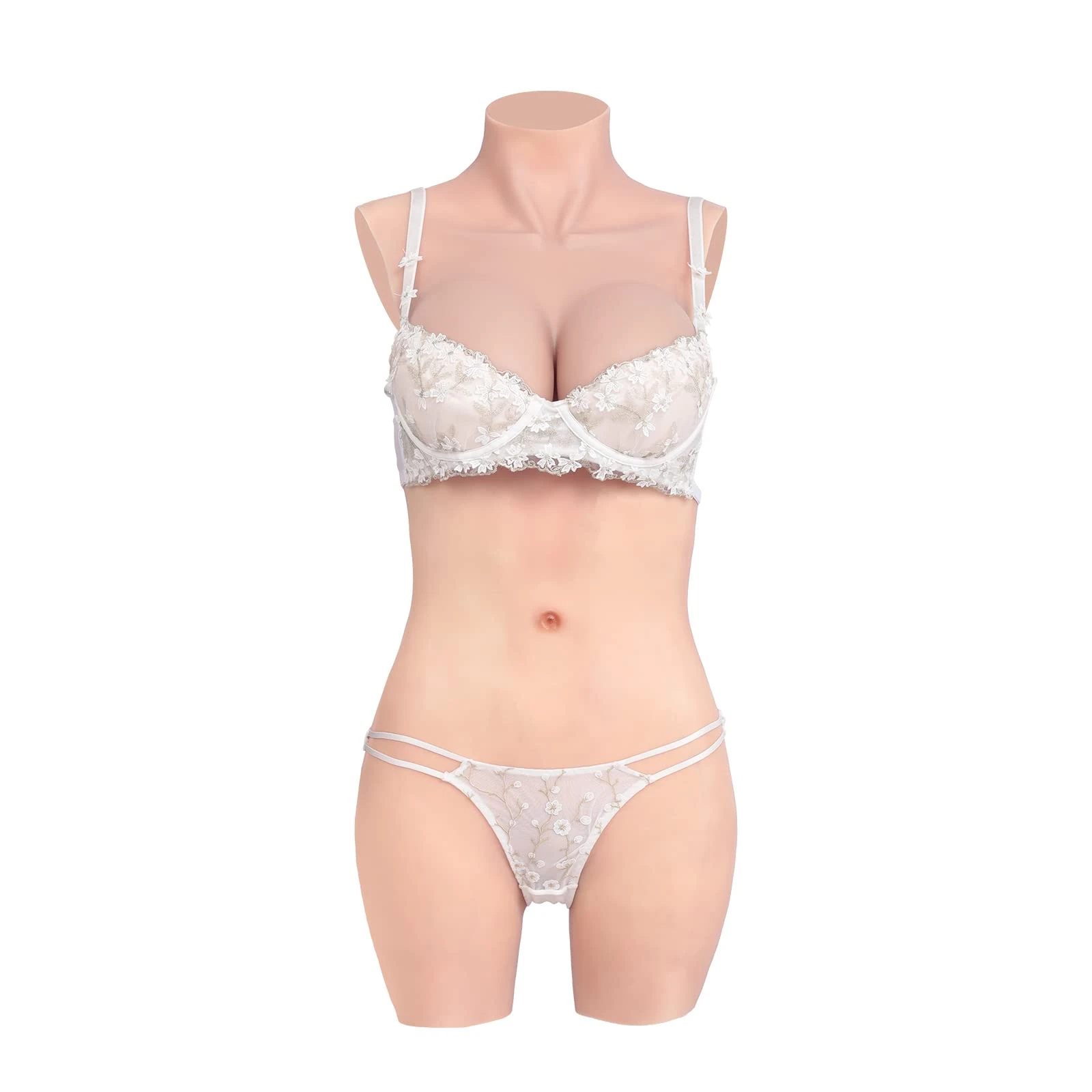 KUMIHO Breast Forms 3-Point Silicone Bodysuit Breastplate Prosthesis Silicone Panty for Crossdresser Transgender Cosplay Drag Queen Yellow D Cup