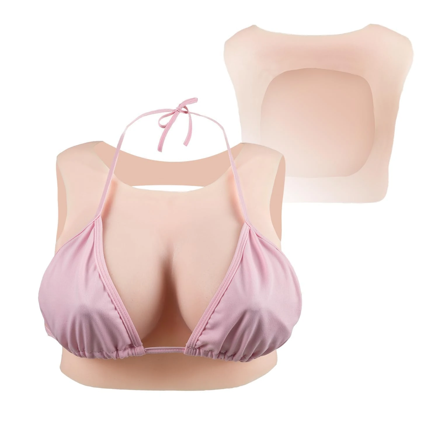 Cyomi Silicone Breast Forms Fake Boobs Silicone Breastplates Round Collar with Hollow Back for Crossdresser Transgender Cosplay Drag Queen B-G Cup