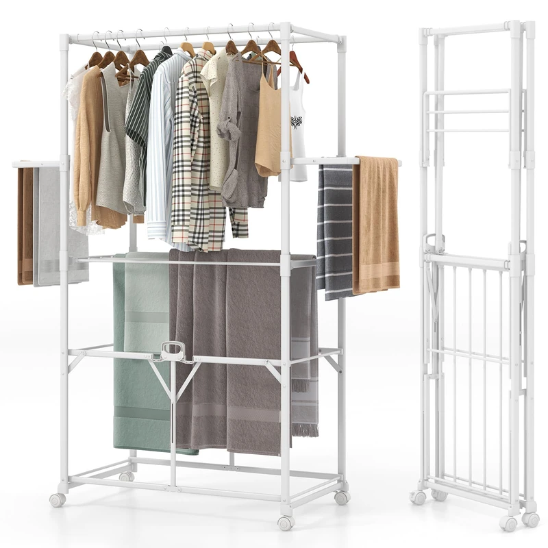 RELAX4LIFE Folding Clothes Drying Rack - H-shaped Aluminum
