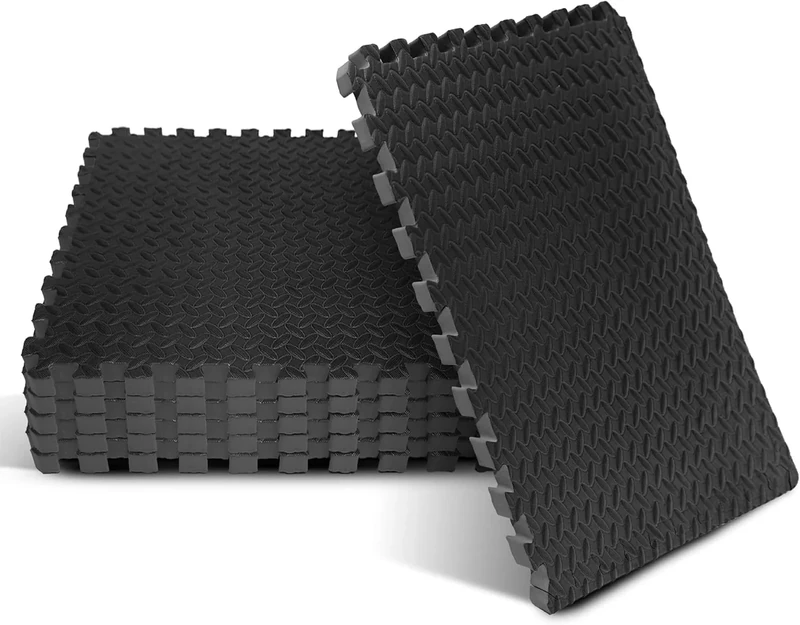 Foam - EVA Interlocking Mats - Black - 3/10.2 cm Thickness, 24 Square Feet