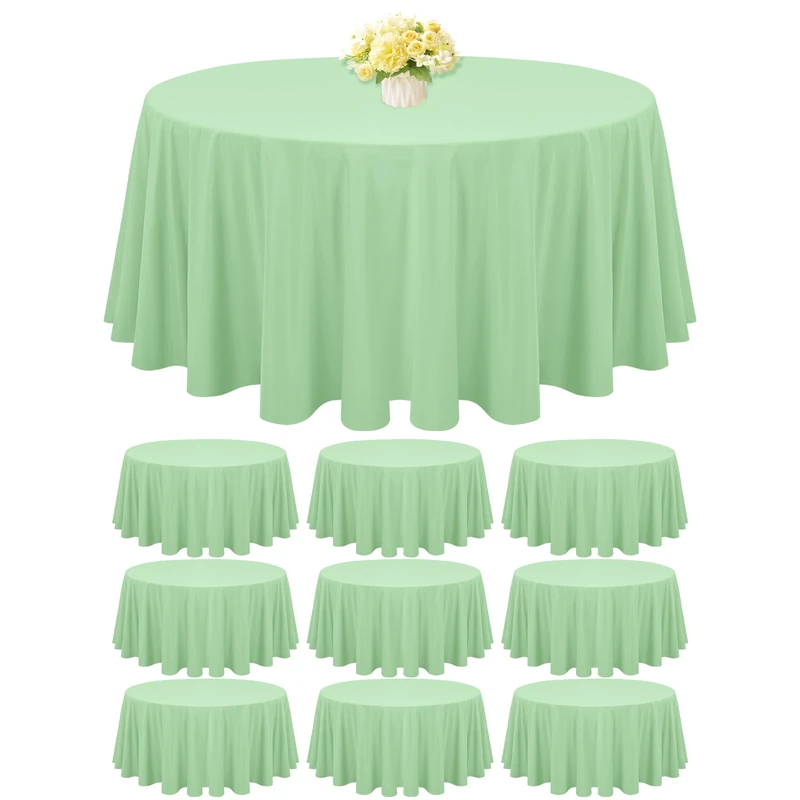10 Pack Round Tablecloth Sage Green Tablecloths 120 Inch,Circle Polyester Table Cloth,Washable Fabric Stain and Wrinkle Resistant Premium Round Table Cover for Wedding Parties Banquet Reception Dining