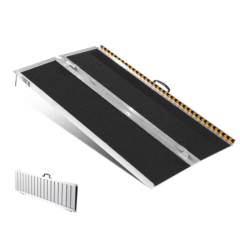 VEVOR Portable Wheelchair Ramp, 5 ft 800 lbs Capacity, Non-Slip Aluminum Folding Threshold Ramp, Foldable Mobility Scooter Ramp Wheel Chair Ramp, Handicap Ramp for Home Steps, Stairs, Doorways, Curbs