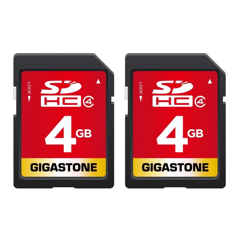 GIGASTONE 4GB SD Card 2 Pack SDHC Class 4 Memory Card for Photo Video Music Voice File DSLR Camera DSC Camcorder Recorder Playback PC Mac POS 2pcs in Pack (Pack of 2), with 2 Mini Cases