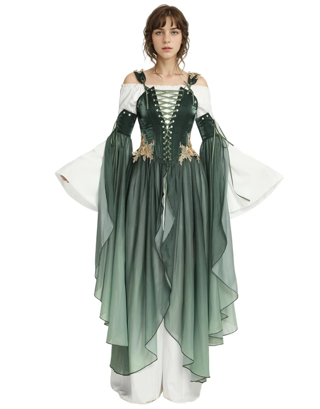 daizbella Renaissance Costume Women Ren Faire Dress Outer Garment Elf Costume for Women(Underskirt Not Included)