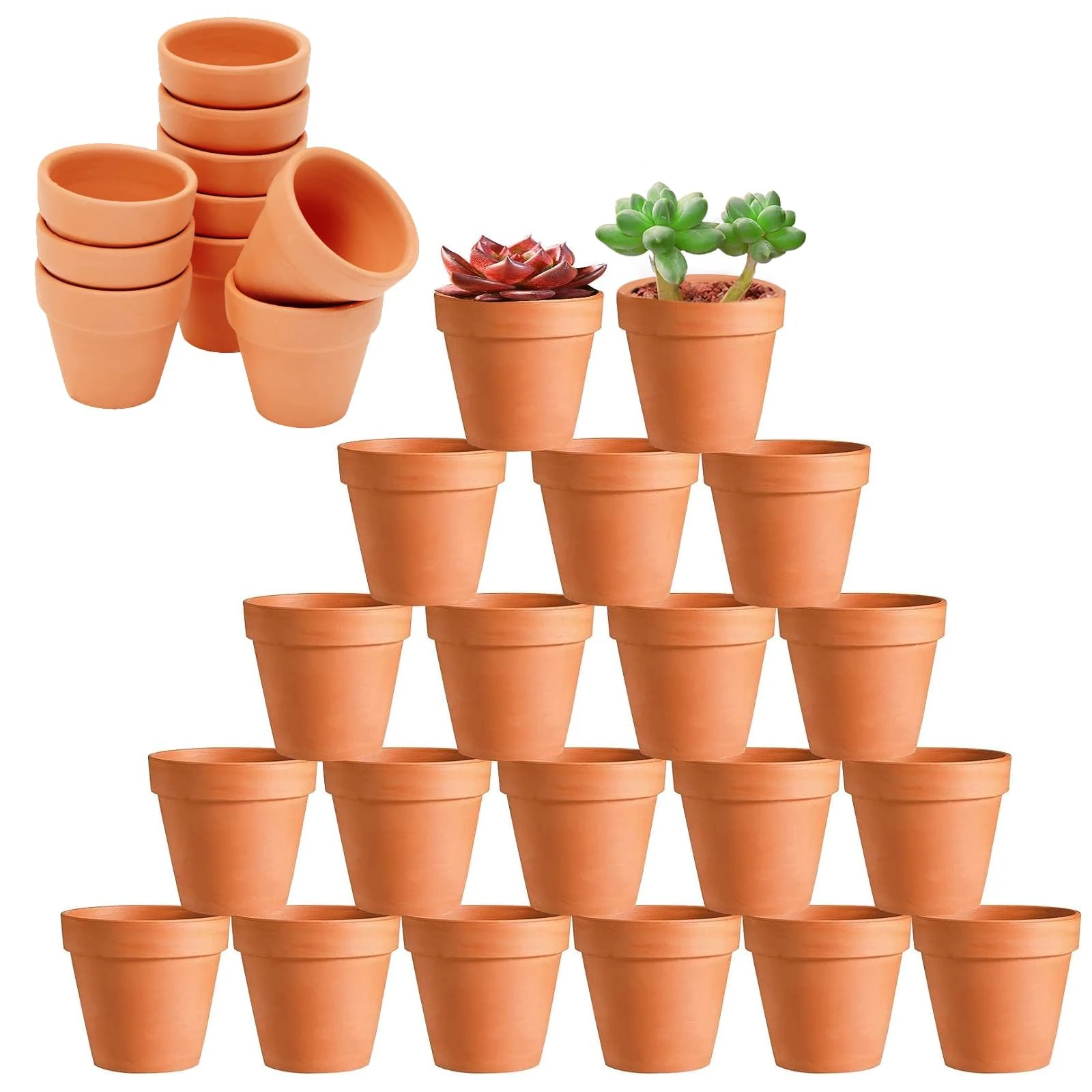 HDKAJL 40Pcs Small Terracotta Plant Pots, 3.5cm Mini Flower Pots,Small Ceramic Plant Pots with Drain Hole, Tiny Terracotta Pots for Cactus Succulent House Plants Flowers DIY Home Office Indoor Outdoor