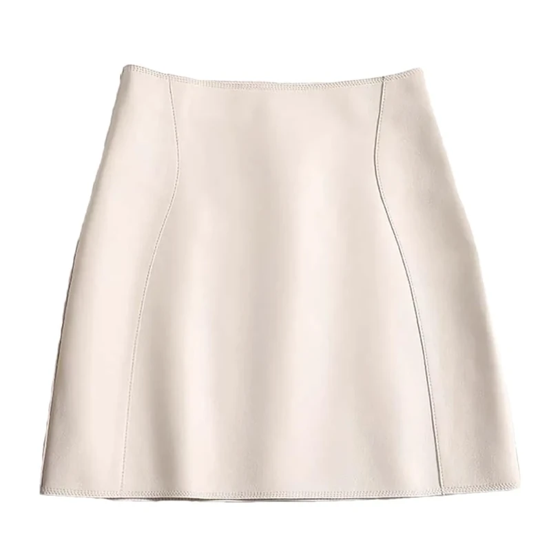 Dvbfufv Women Sexy Mini Leather Skirt - High Waist A-Line Mini