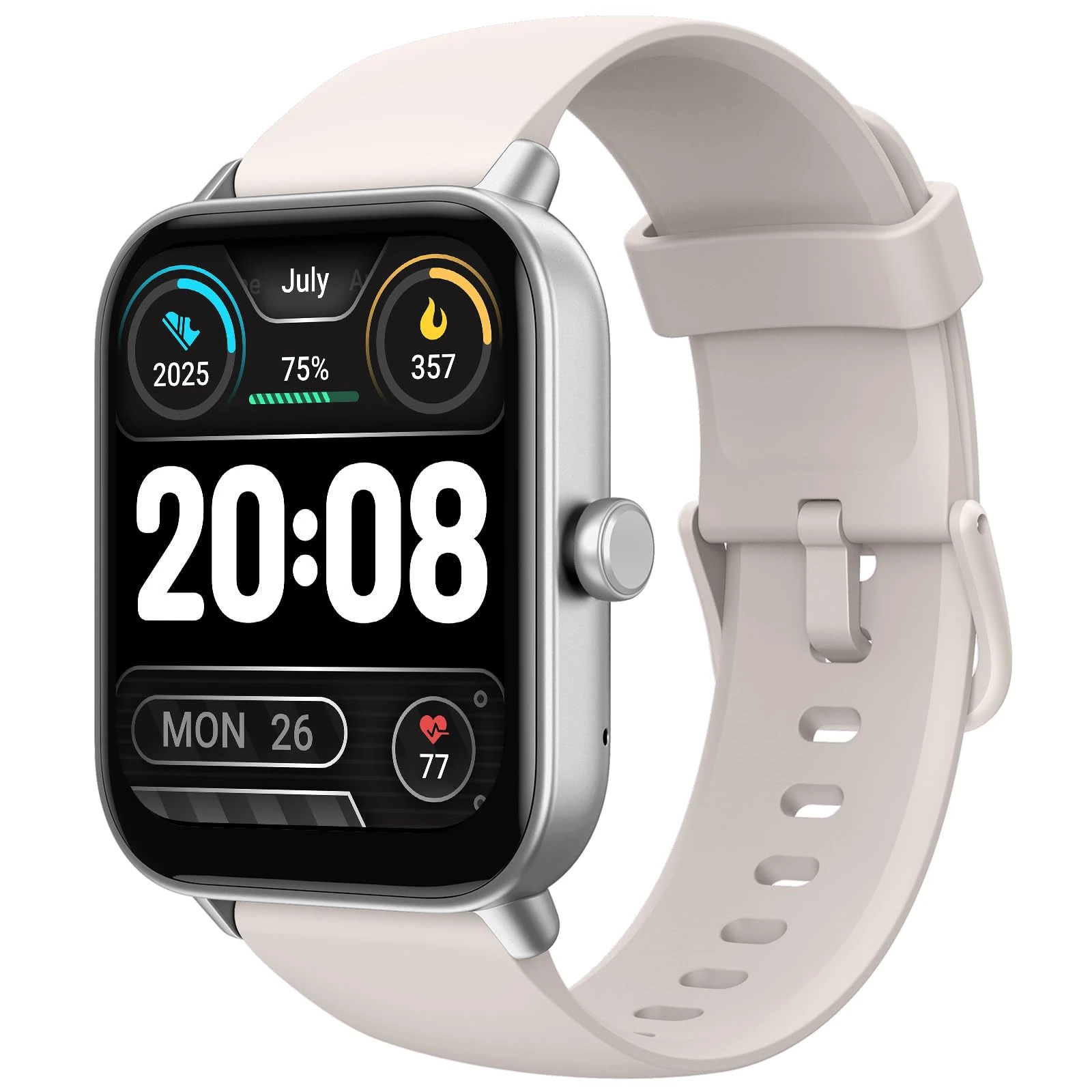 TOOBUR Smart Watch for Men Women Alexa Built-in, IP68 Waterproof Swimming, 1.8" Fitness Watch with Answer&Make Call/Heart Rate/Step Counter/Sleep Monitor/100 Sports, Compatible Android iOS, Beige